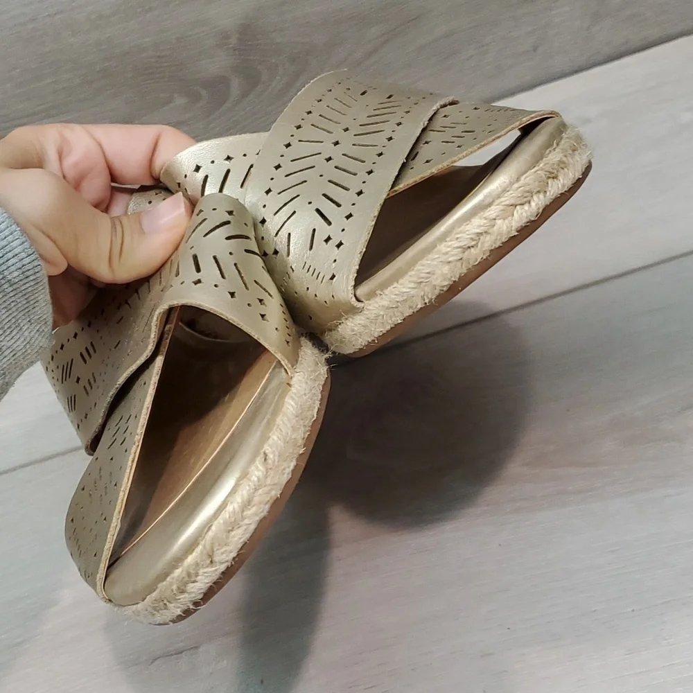 NEW Lucky Brand Womens Keela Leather Sandals Wedge Shoes sz 10M